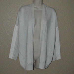 Sz S Michelle Mason White Leather Sleeves Cardigan